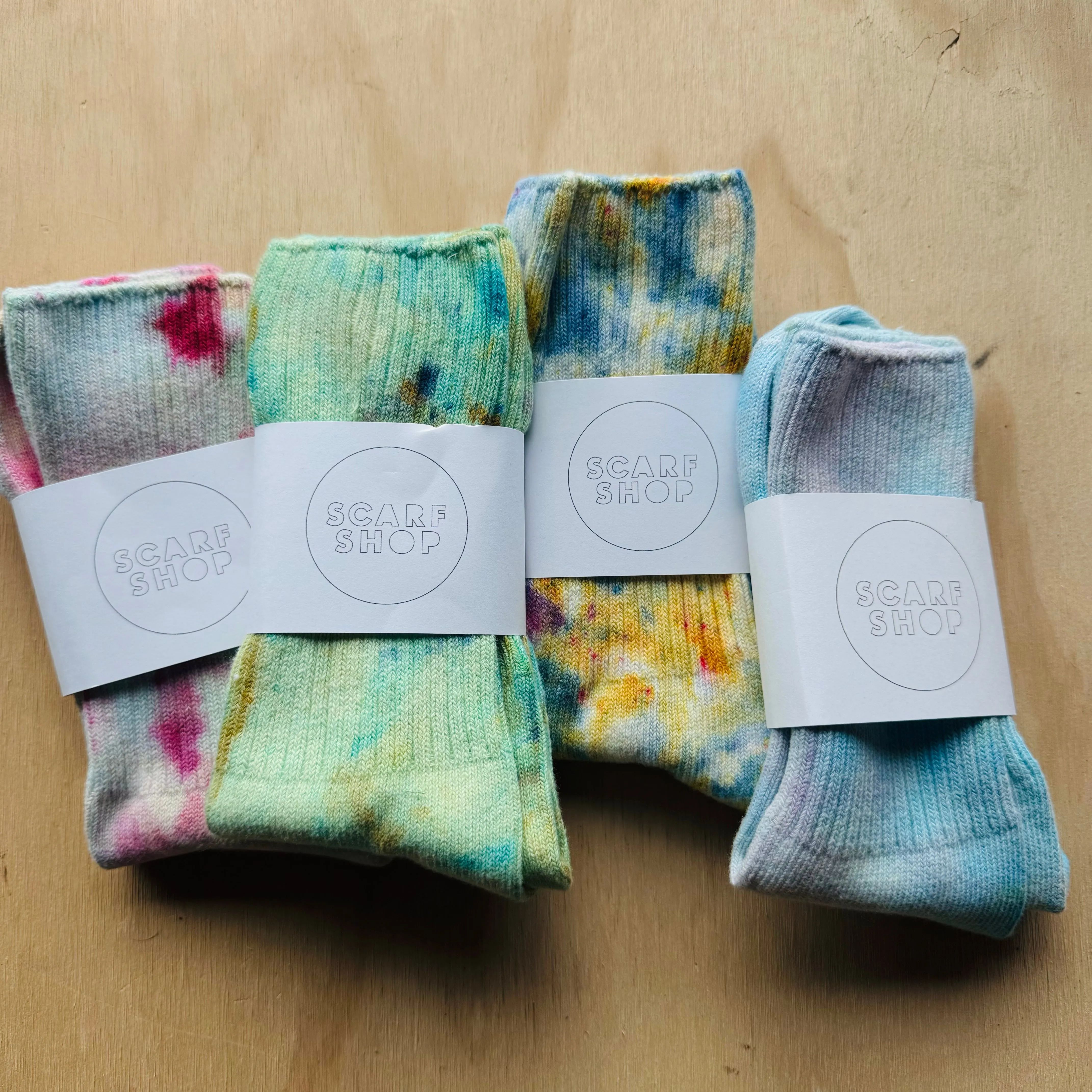 Hand Dyed Cotton Socks- Random Dyed by Scarfshop 21-24