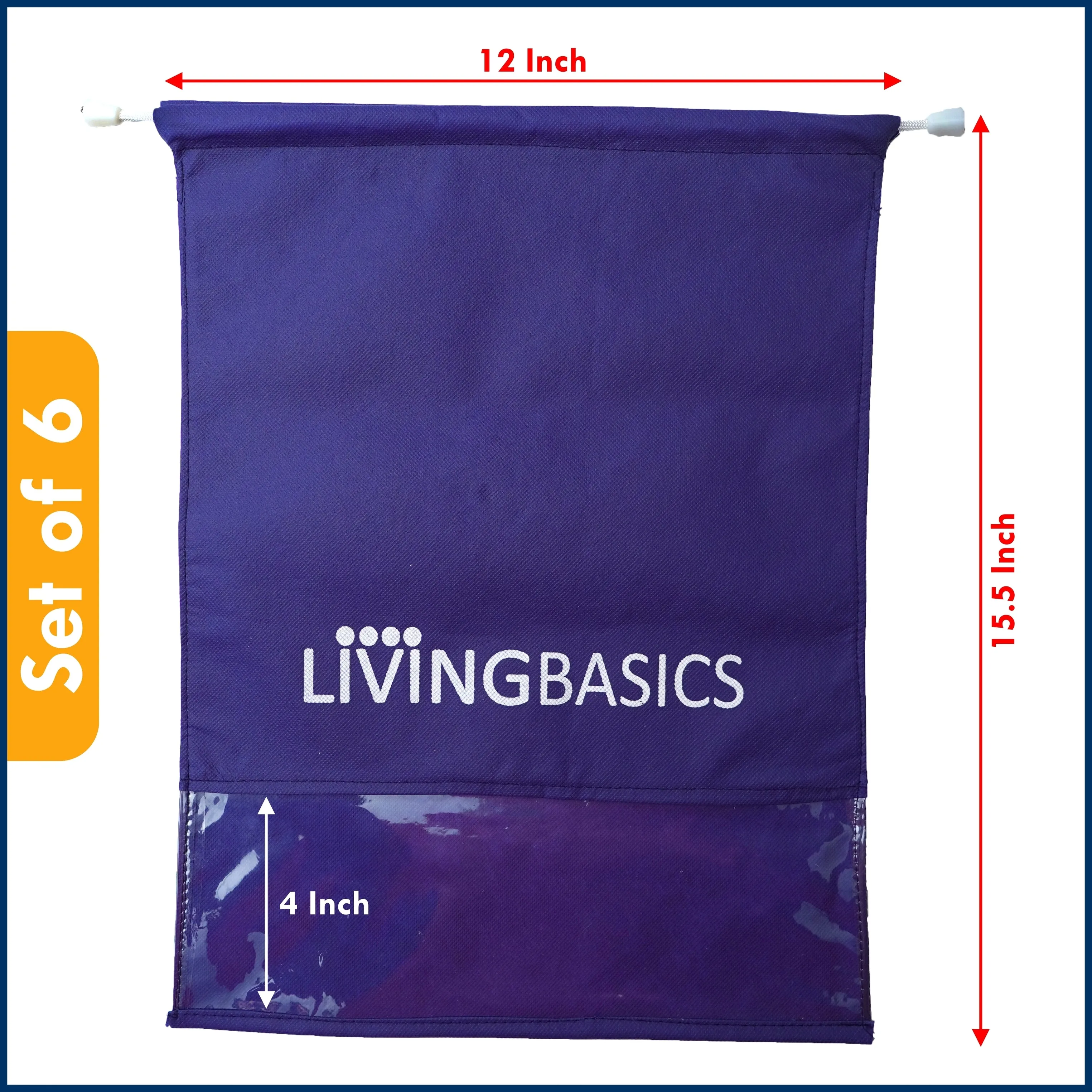 LIVINGBASICS Multi-USE Shoe Cover Bags (Non Woven- Navy Blue, 6 Pieces)