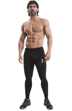 Long Workout Pants (Black)-(Organic Cotton/Elastin)