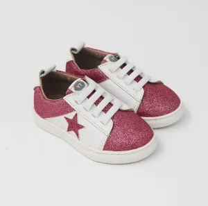 Low Top Sneakers - White / Maroon Glitter Star