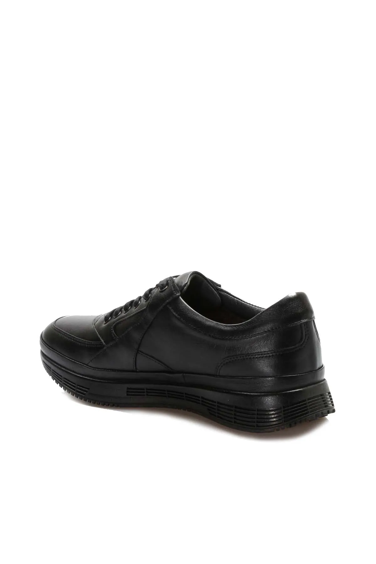 Men's Black Leather Sneakers with Cushioned Sole and Fur Lining - Wessi
