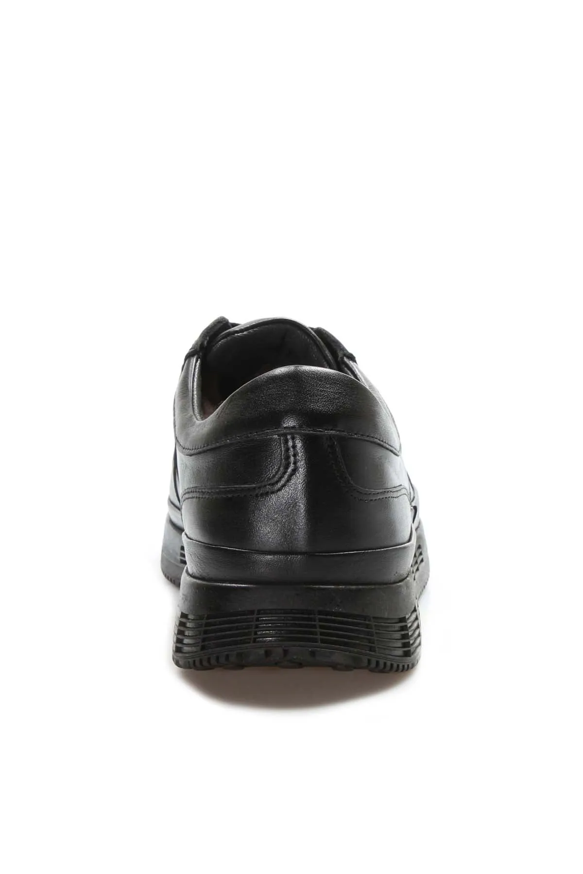 Men's Black Leather Sneakers with Cushioned Sole and Fur Lining - Wessi