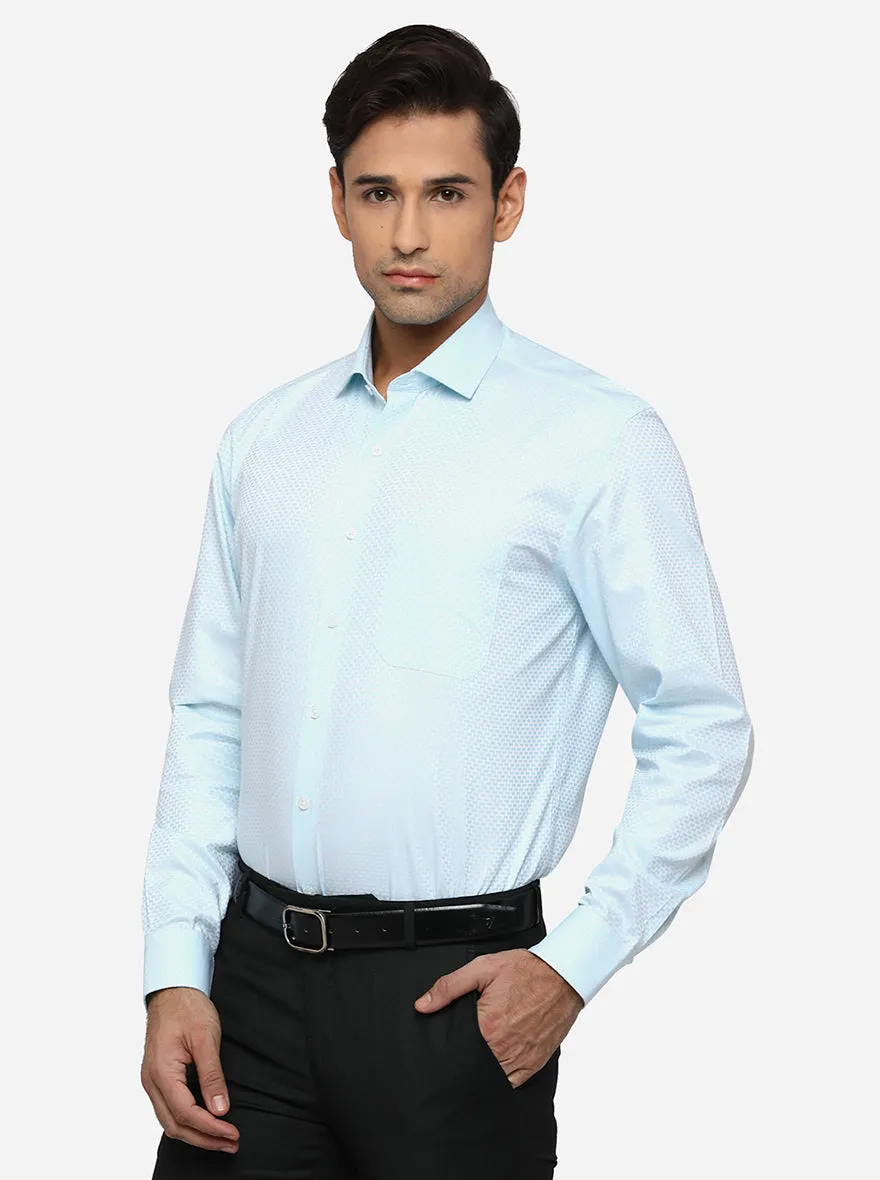 Mint Blue Dobby Regular Fit Formal Shirt | JadeBlue