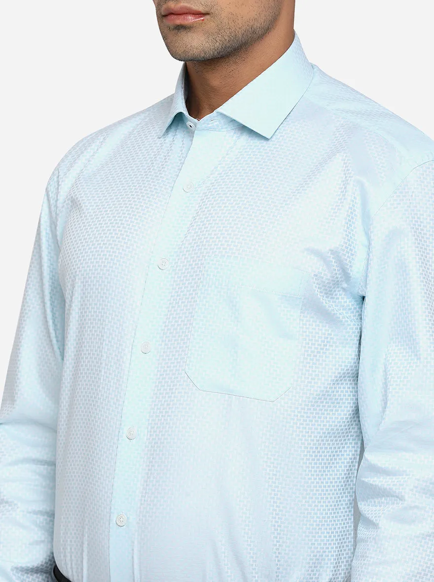 Mint Blue Dobby Regular Fit Formal Shirt | JadeBlue