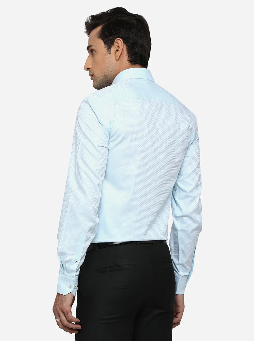 Mint Blue Dobby Regular Fit Formal Shirt | JadeBlue
