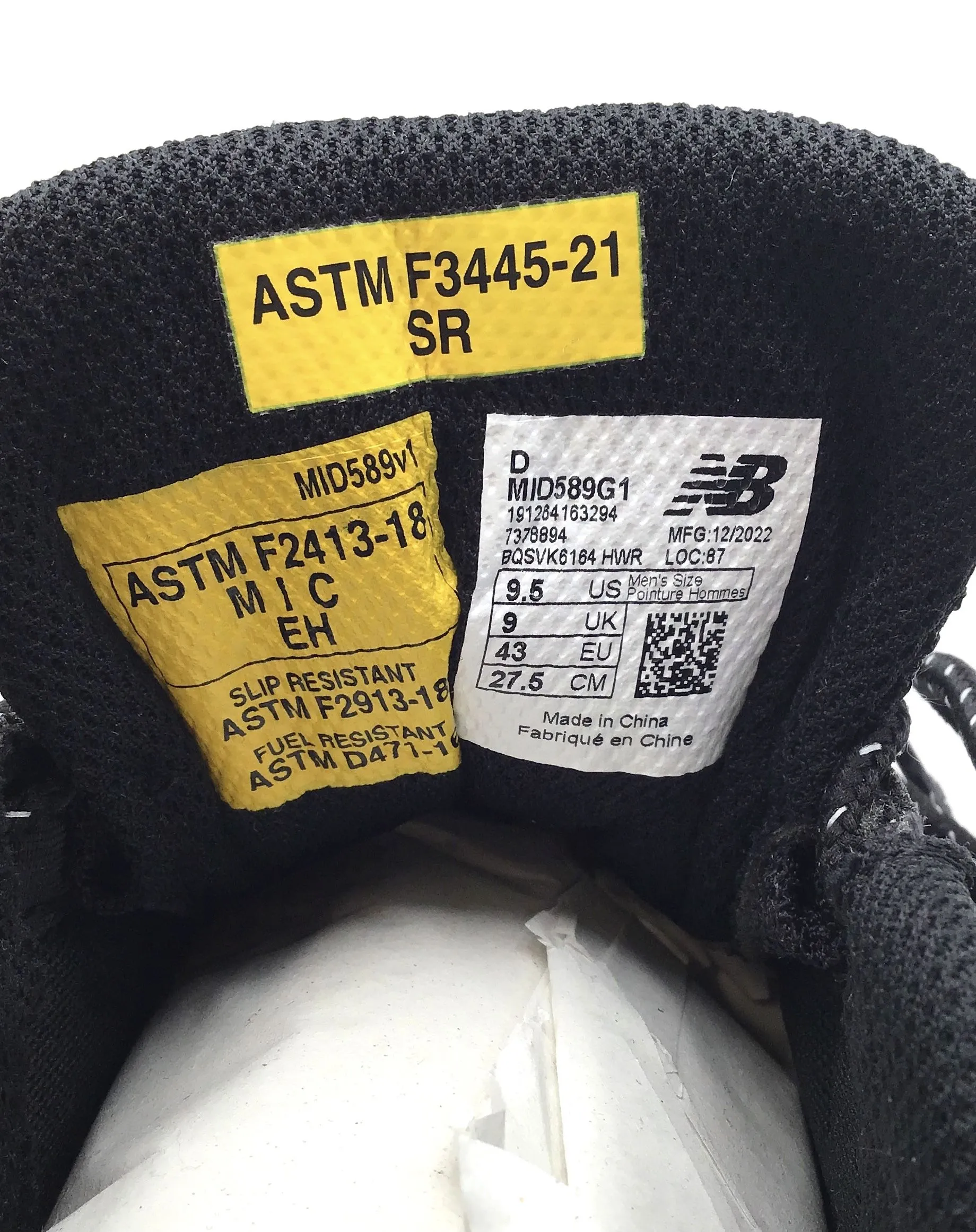 New Balance Men's 589 Rev Lite MID589G1 Black Athletic Shoes - Size 9.5
