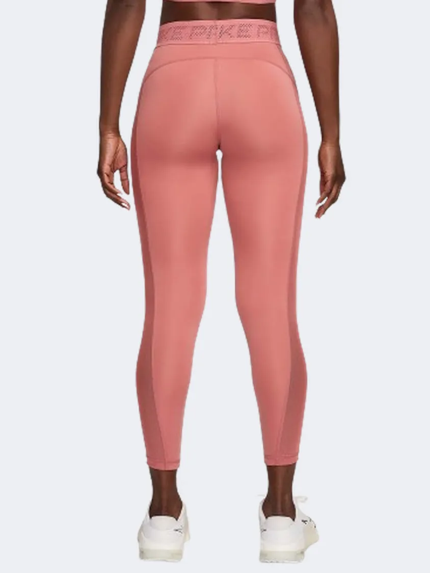 Nike Pro Df Mid Rise Women Training Tight Canyon Pink/White