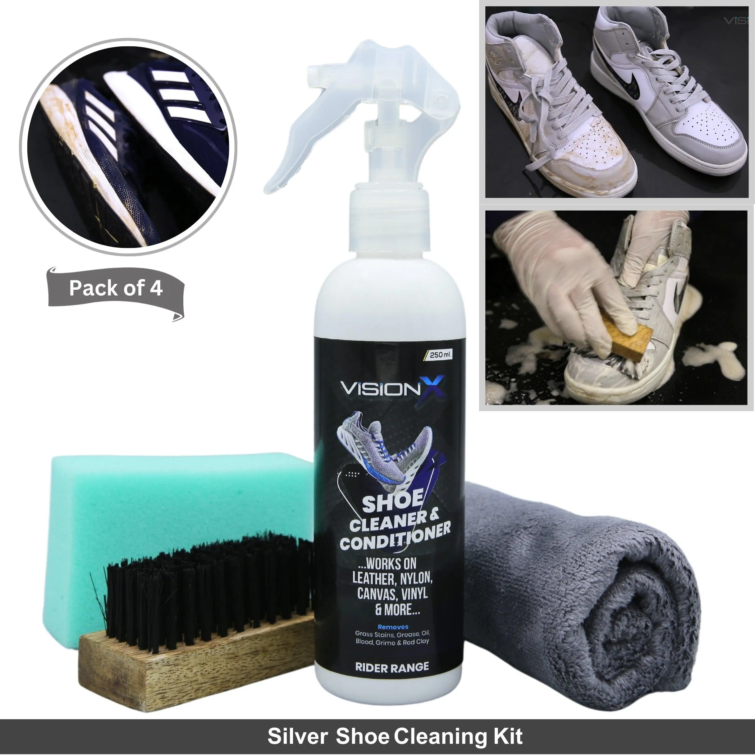 Shoe Cleaner kit for Sneakers, Jordan Shoes, Athletic Shoes and More (Best Shoe Cleaner)- VisionX