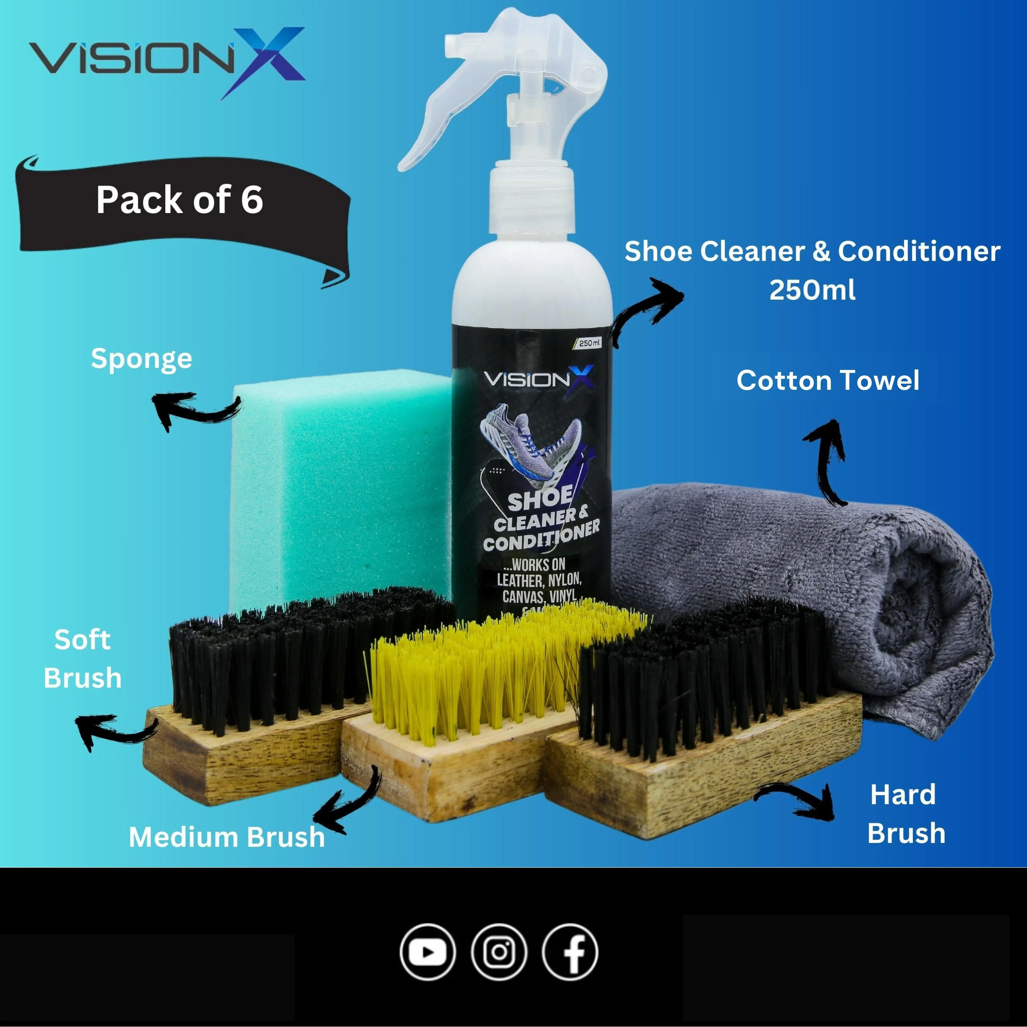 Shoe Cleaner kit for Sneakers, Jordan Shoes, Athletic Shoes and More (Best Shoe Cleaner)- VisionX