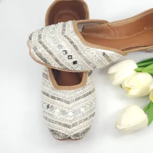 Snowie - Womens White  Ballerina Jutti Shoes