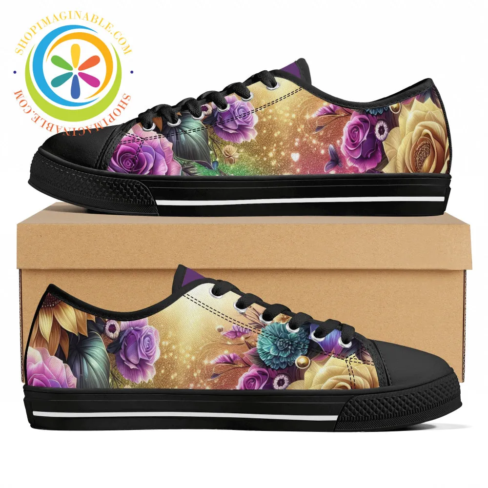 Sunflower Floral Ladies Low Top Shoes