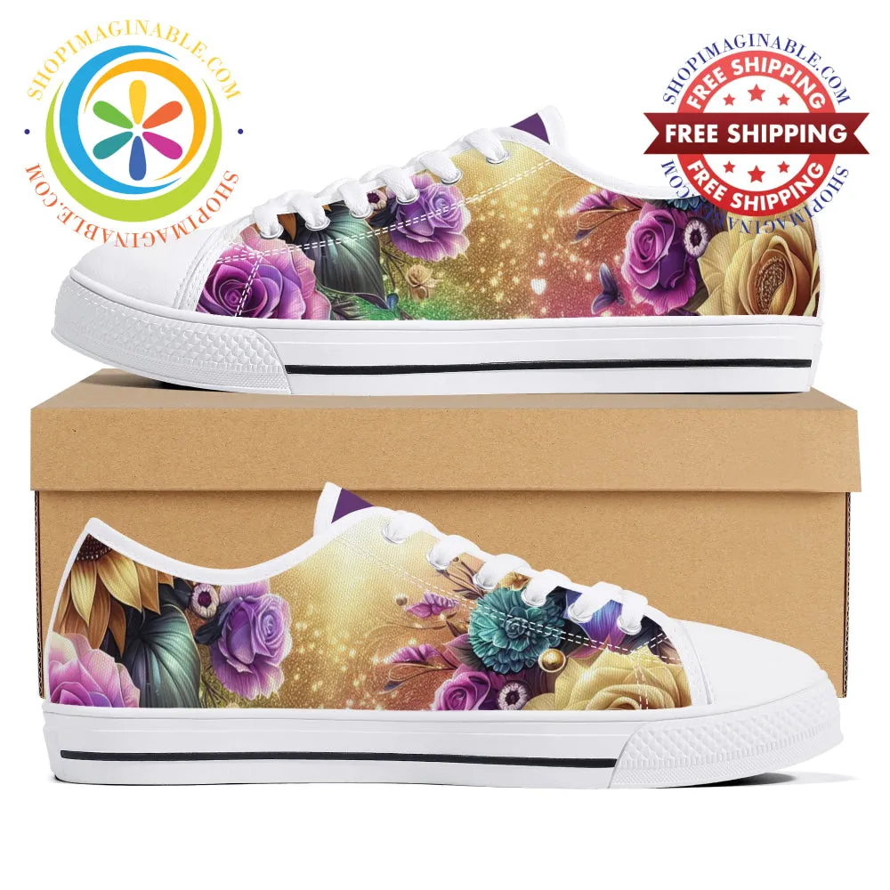 Sunflower Floral Ladies Low Top Shoes