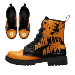 Unique Gift,Personalized Halloween Boots, Custom Skull Winter Boots,  Bat Boots for Men and Women