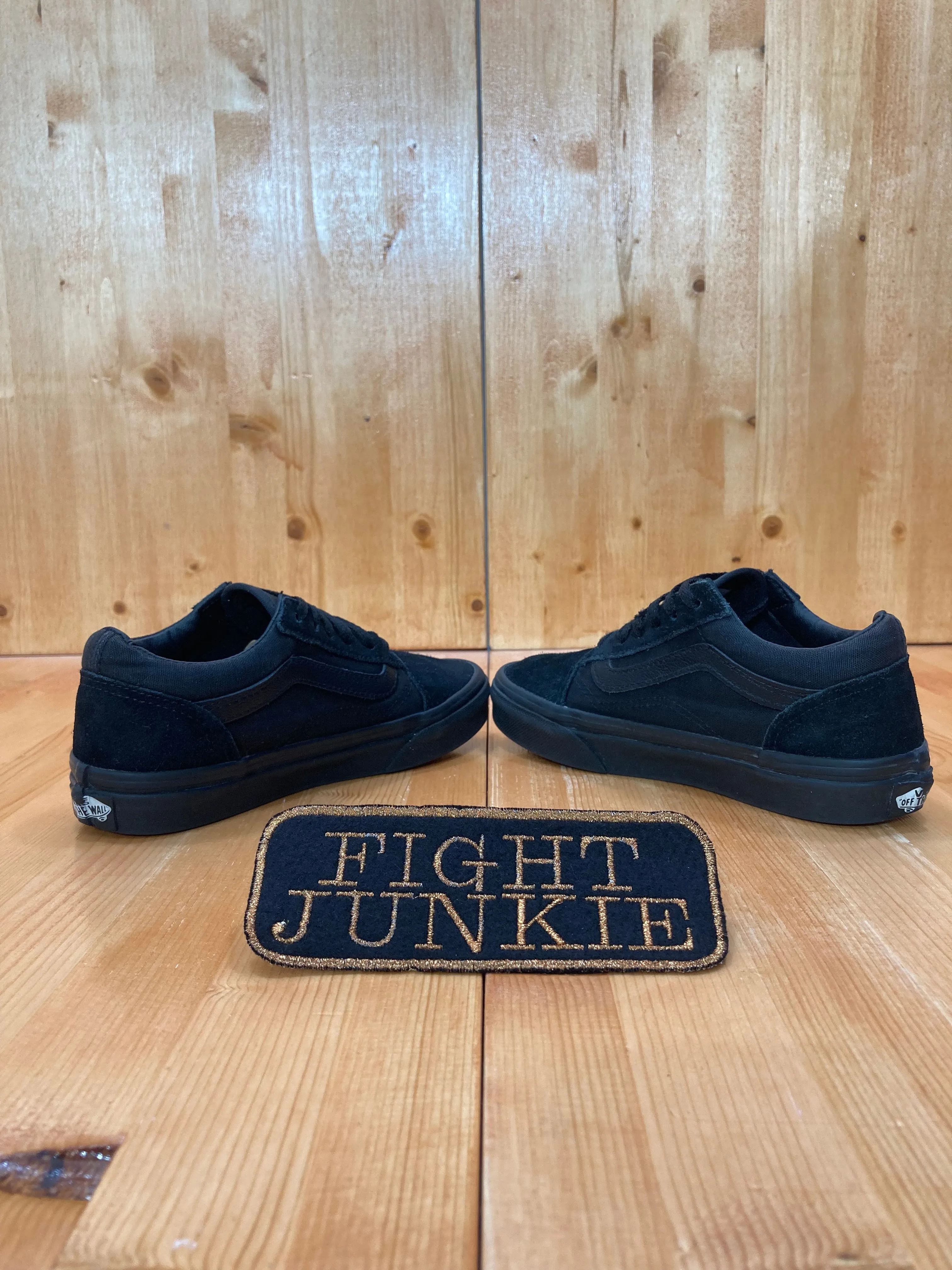 VANS OFF THE WALL Kids Size 1 Old Skool Suede & Canvas Shoes Sneakers Triple Black 721356