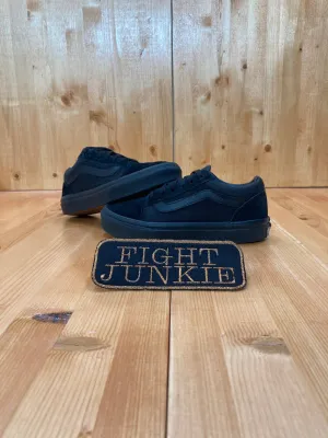 VANS OFF THE WALL Kids Size 1 Old Skool Suede & Canvas Shoes Sneakers Triple Black 721356