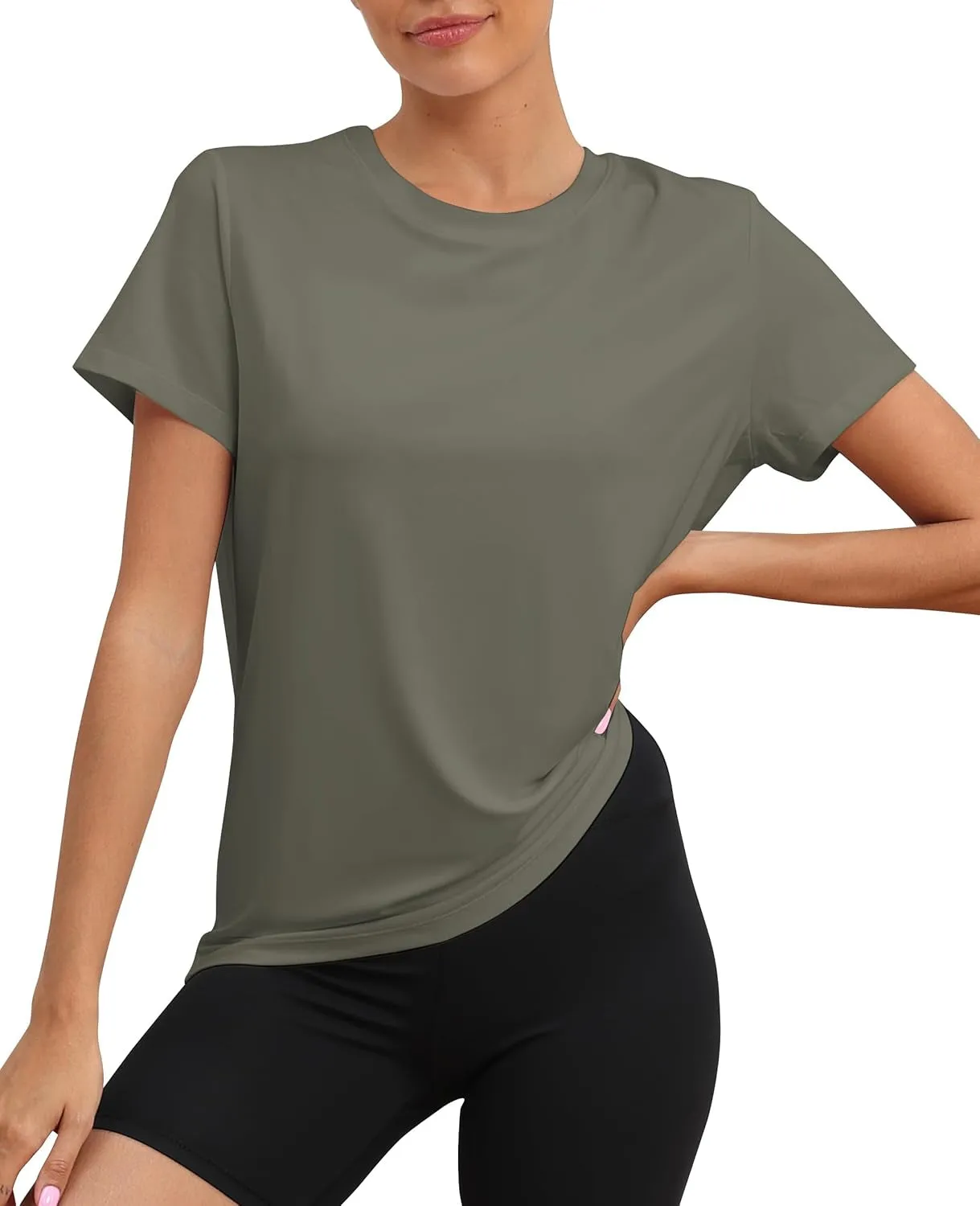Workout Tops for Women UPF50  Breathable Loose Fit Yoga T Shirts Short Sleeve Running Gym Athletic Tee Top