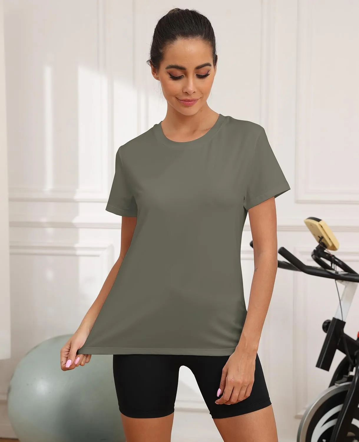 Workout Tops for Women UPF50  Breathable Loose Fit Yoga T Shirts Short Sleeve Running Gym Athletic Tee Top