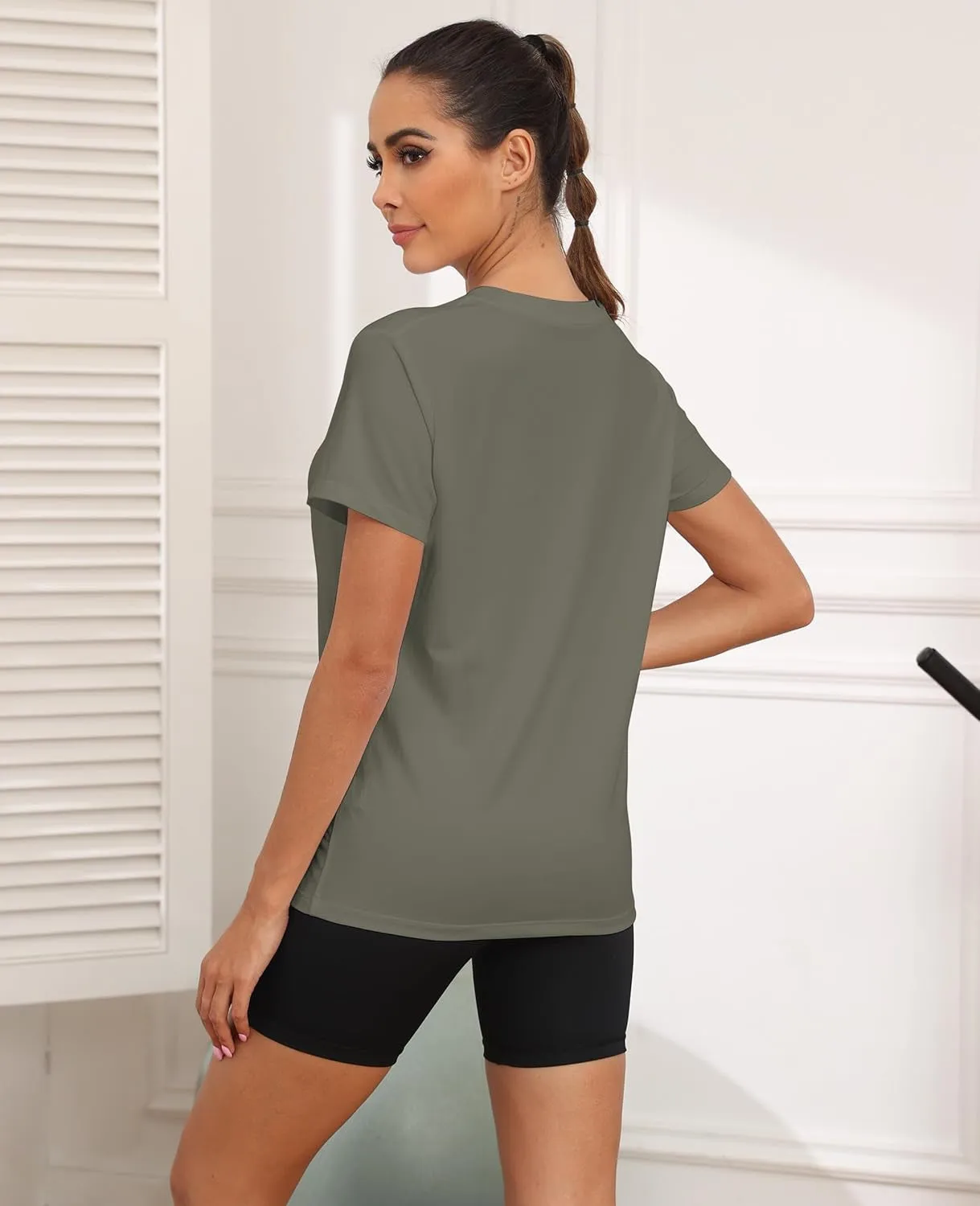 Workout Tops for Women UPF50  Breathable Loose Fit Yoga T Shirts Short Sleeve Running Gym Athletic Tee Top