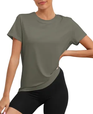 Workout Tops for Women UPF50  Breathable Loose Fit Yoga T Shirts Short Sleeve Running Gym Athletic Tee Top