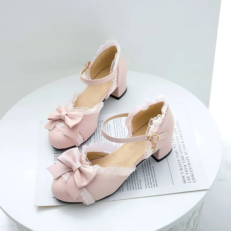 Yana~Sweet Lolita Shoes Round Toe Students Chunky Heel